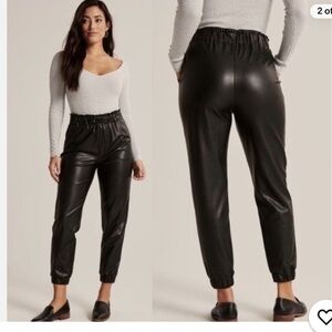 ABERCROMBIE A&F VEGAN LEATHER JOGGERS